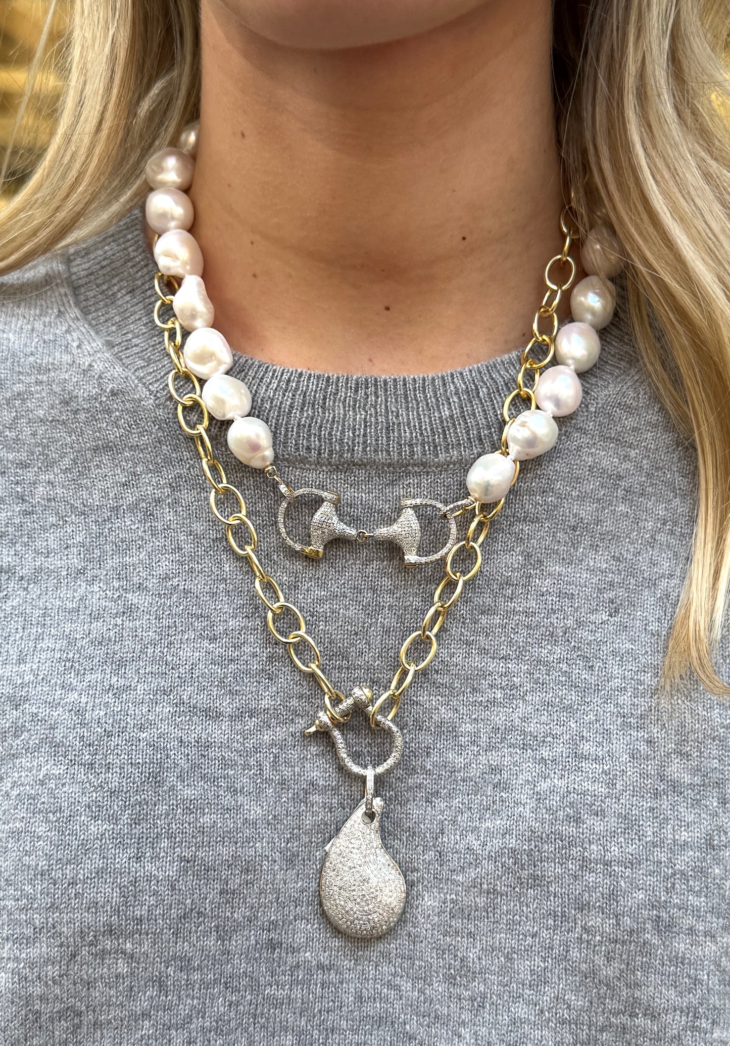 TRUNKSHOW The Woods Fine Jewelry Graduated Pearl with Mariner Link, 19"