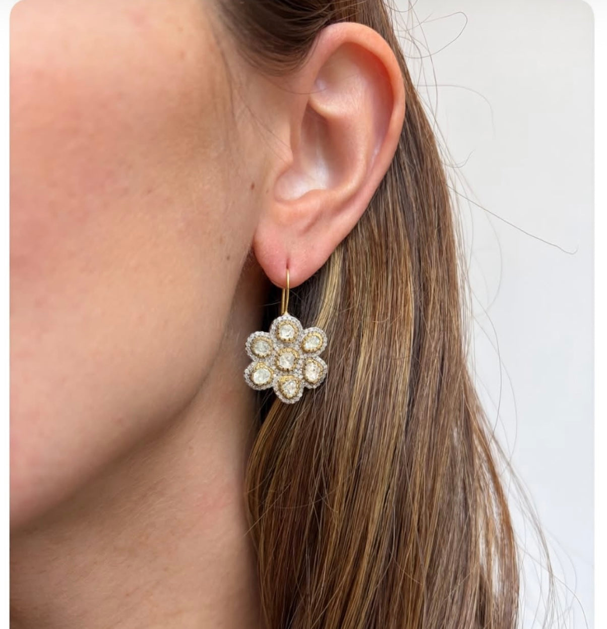 TRUNKSHOW The Woods Rose Cut Diamond Flower Earrings
