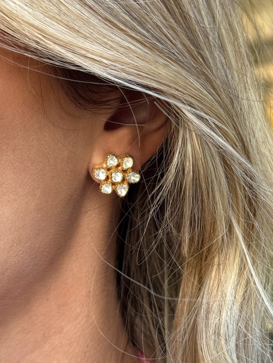 TRUNKSHOW The Woods Rose Cut Diamond Flower Studs