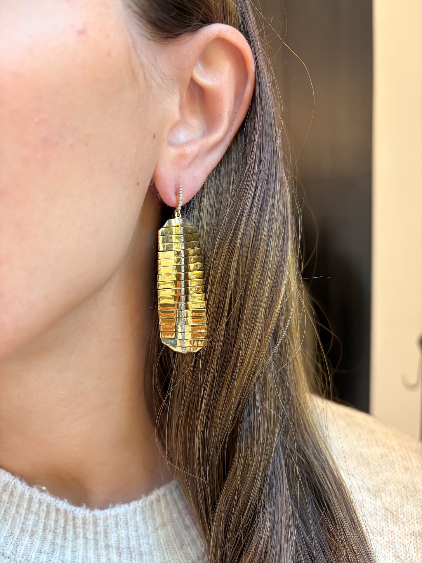 TRUNKSHOW The Woods Diamond Feather Drop Earrings
