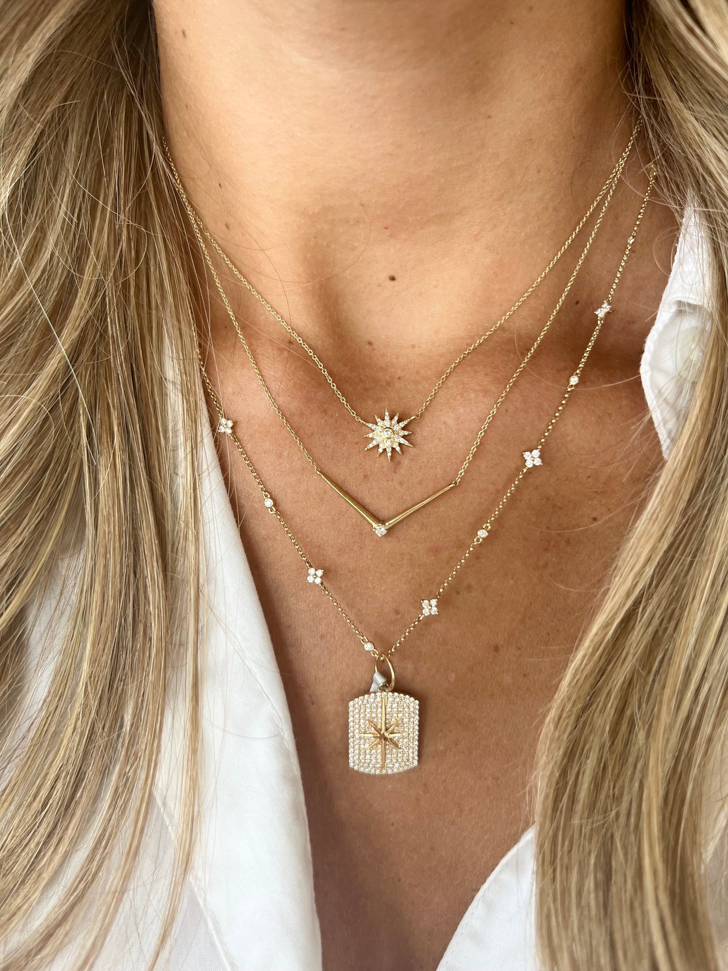 14K Vintage La Rose Starlight Station Necklace
