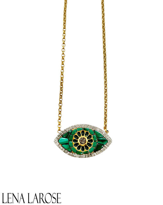 The Woods Fine Jewelry Malachite and Diamond Eye Necklace