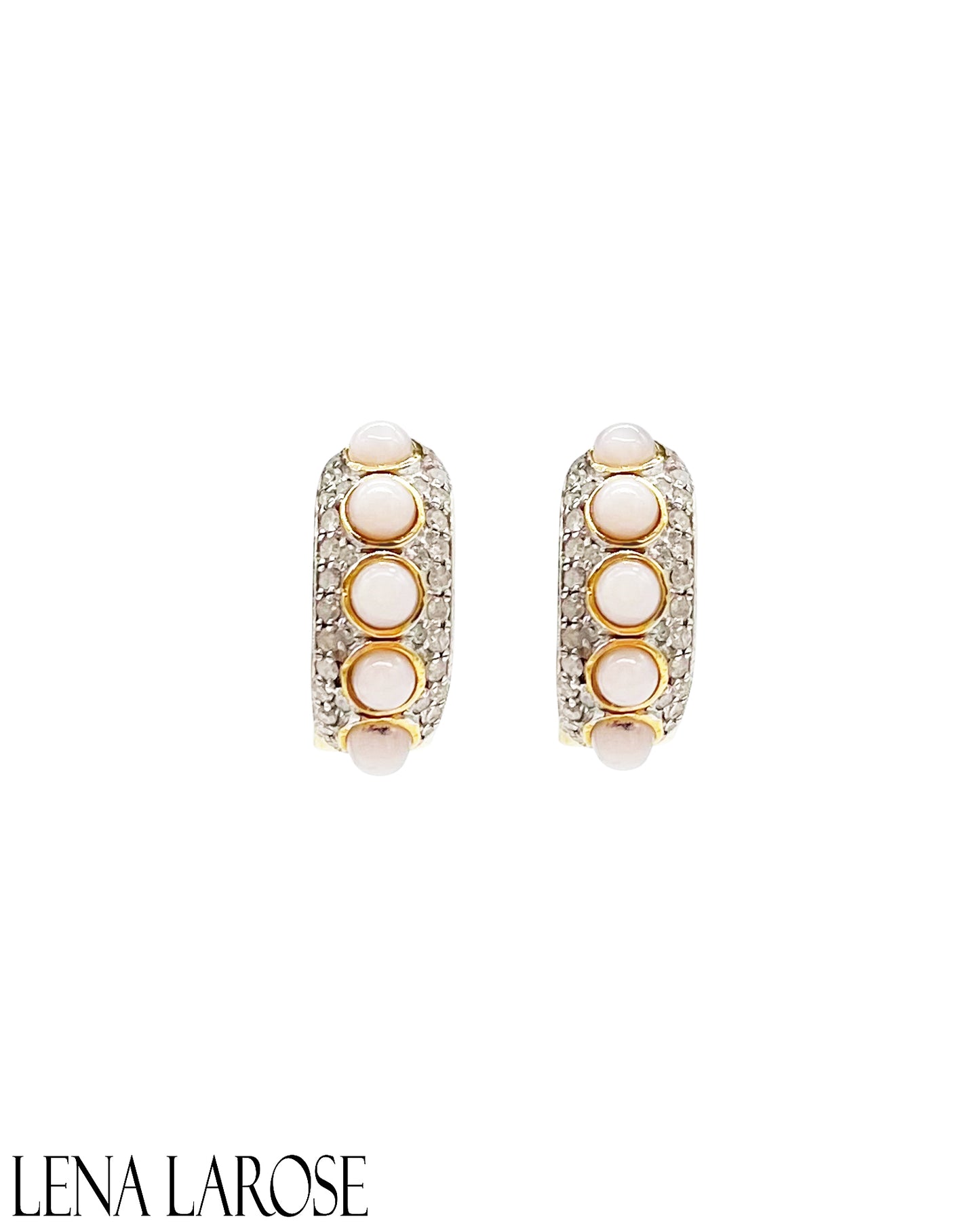 The Woods Pink Opal Diamond Hoop Earring