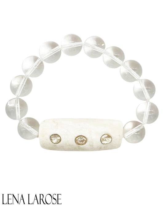 The Woods Crystal Quartz Shell Diamond Bracelet