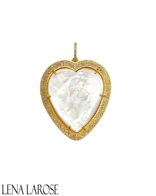 The Woods Mother of Pearl Diamond Heart Pendant