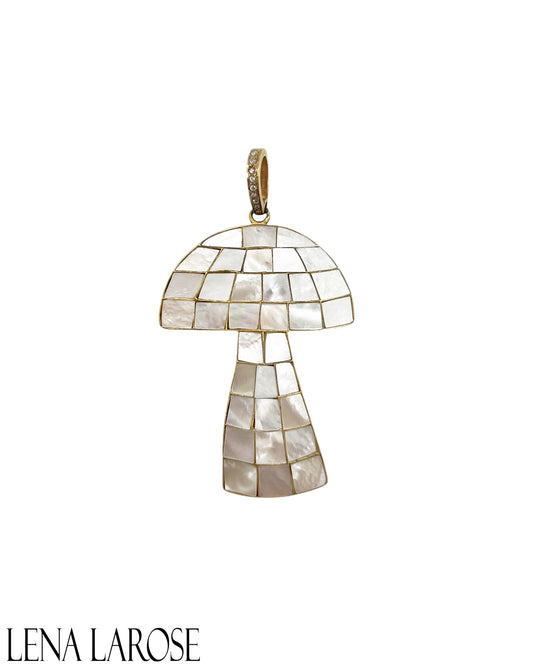 The Woods Mother of Pearl Mushroom Pendant