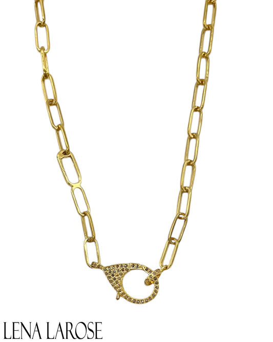 The Woods Brass Paperclip Chain 17"