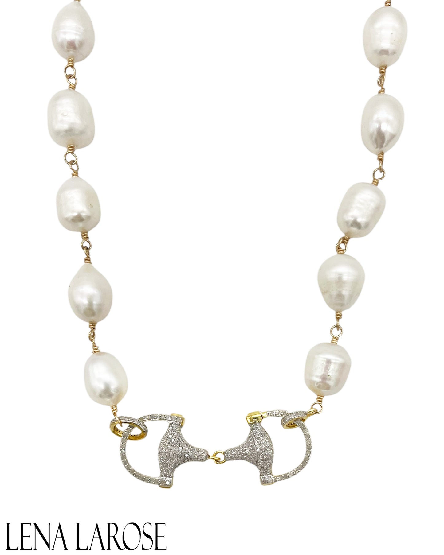TRUNKSHOW The Woods Pearl Horse Bit Necklace, 17"