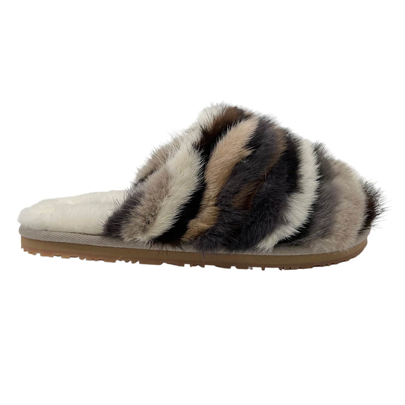 Mou Mink Stripey Slippers