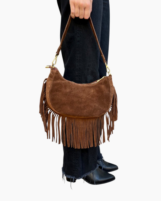 Italian Leather Fringe Bag