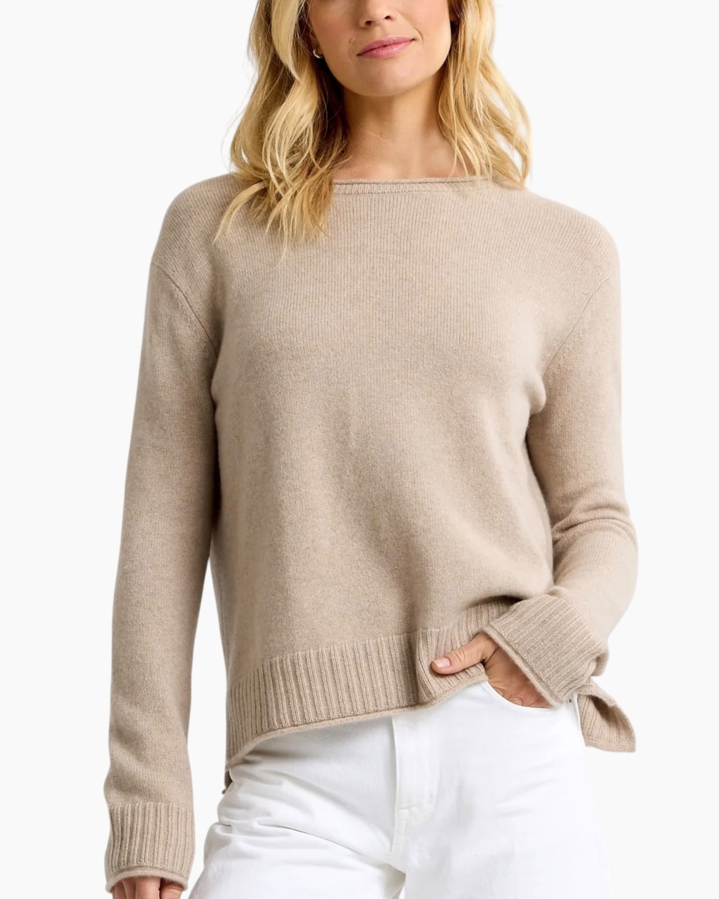 Pura Cashmere Essential Crew Oatmeal