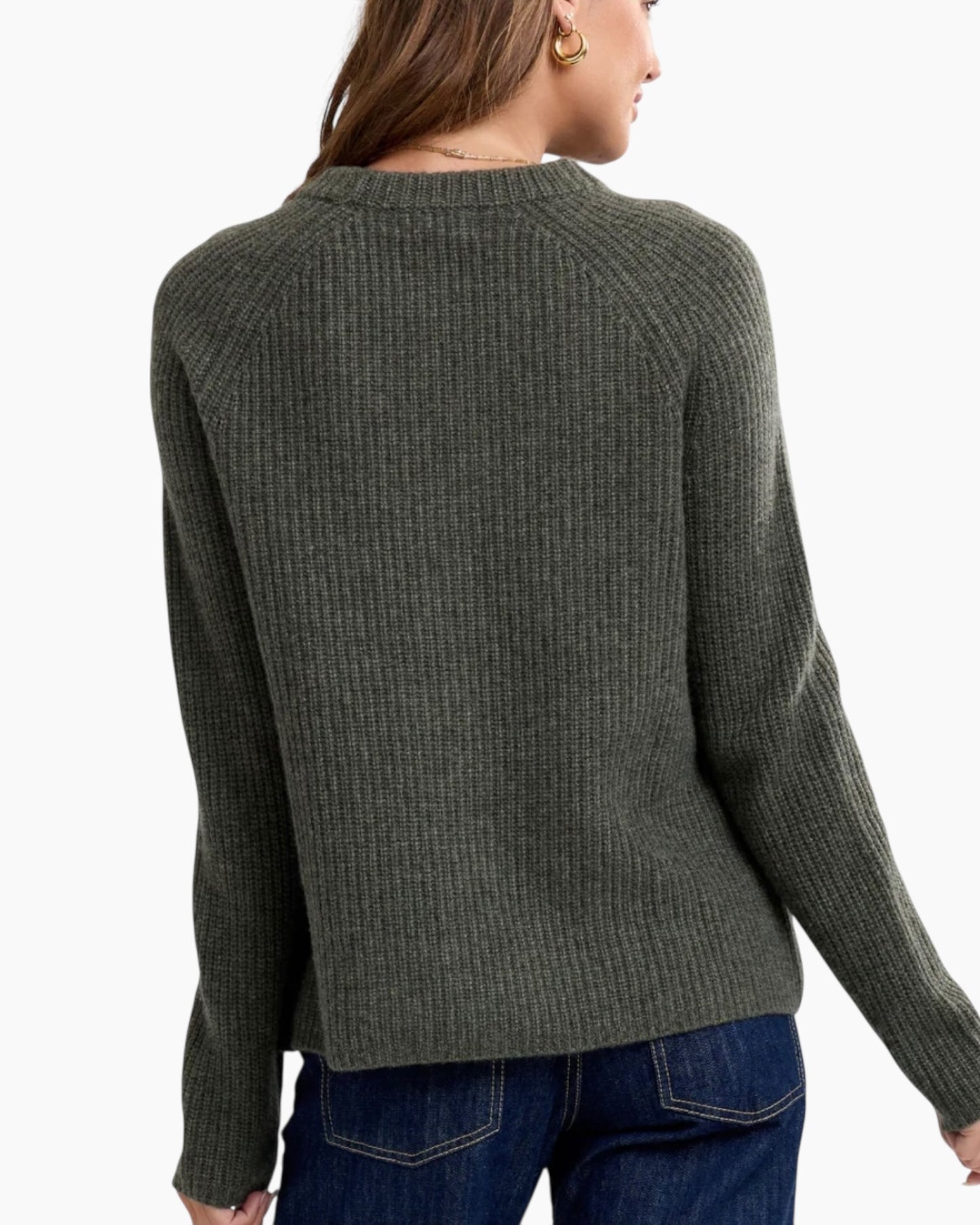 Pura Cashmere Fisherman Crewneck Olive