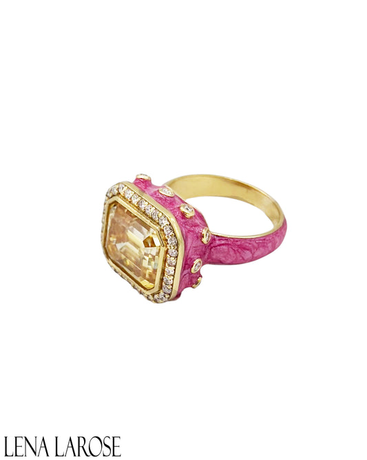 TRUNK-SHOW Royal Nomad Metallic Pink Enamel Gemstone Ring