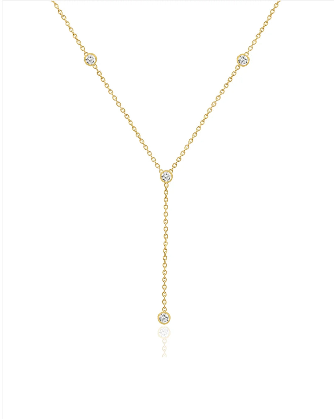 14K Vintage La Rose Bezel Lariat Necklace