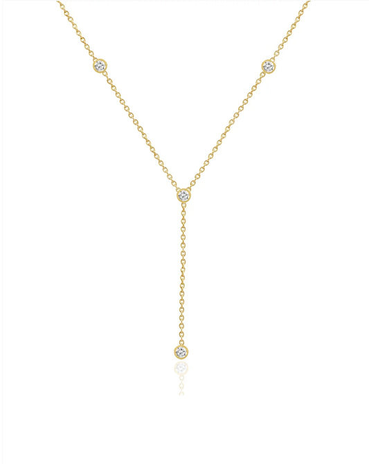 14K Vintage La Rose Bezel Lariat Necklace