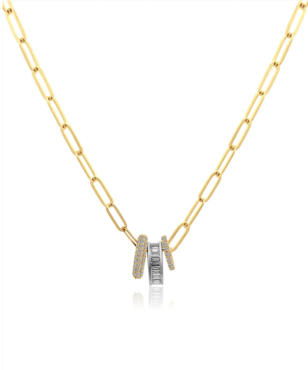 14K Vintage La Rose Loop Paperclip Diamond Necklace