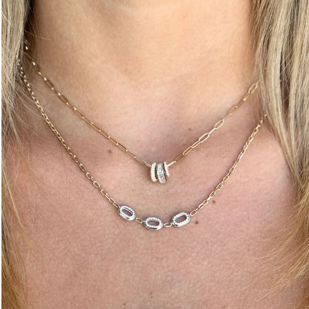 14K Vintage La Rose Loop Paperclip Diamond Necklace