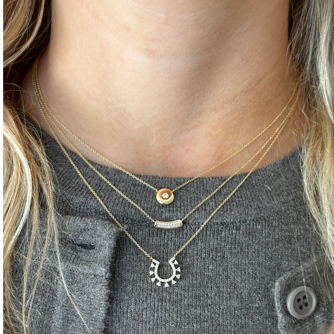 14K Vintage La Rose Center Circle Necklace