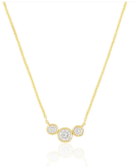 14k Bezel Trio Diamond Necklace
