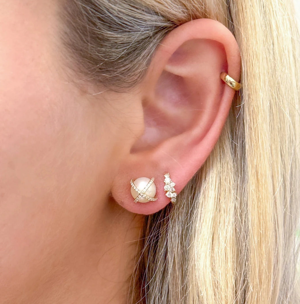 14K Vintage La Rose Pearl Cage Earrings