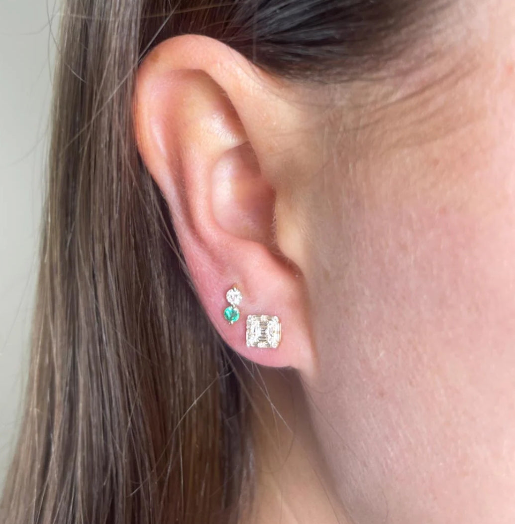 14K Vintage La Rose Baguette Studs