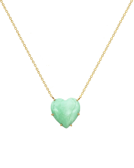 14K Vintage La Rose Green Turquoise Heart Necklace