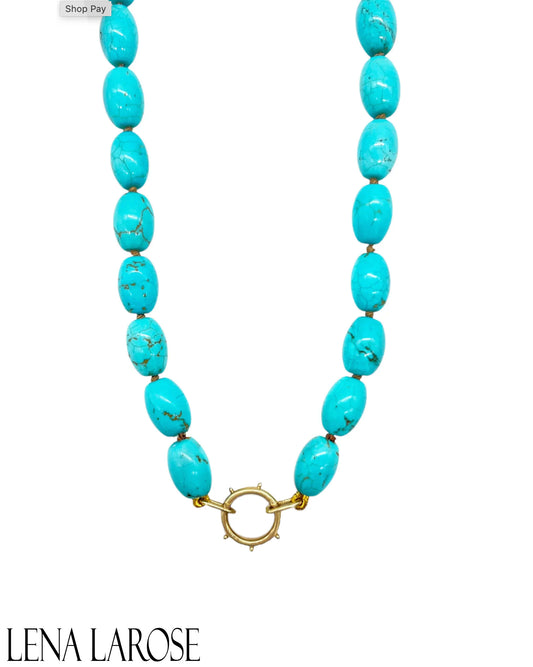 14k Vintage La Rose Turquoise Chain