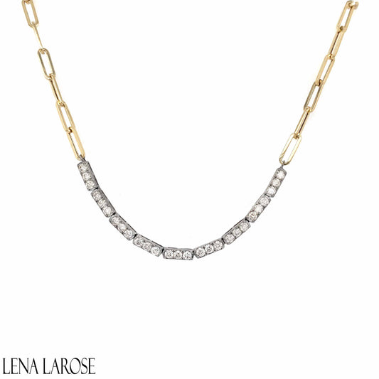 Vintage La Rose 14K Gold Diamond Bar Chain, 17"