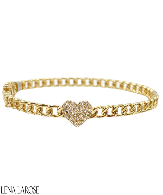 Vintage La Rose 14k Gold Heart Bangle