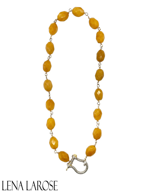 TRUNKSHOW The Woods Fine Jewelry Yellow Jade Necklace, 17.5"