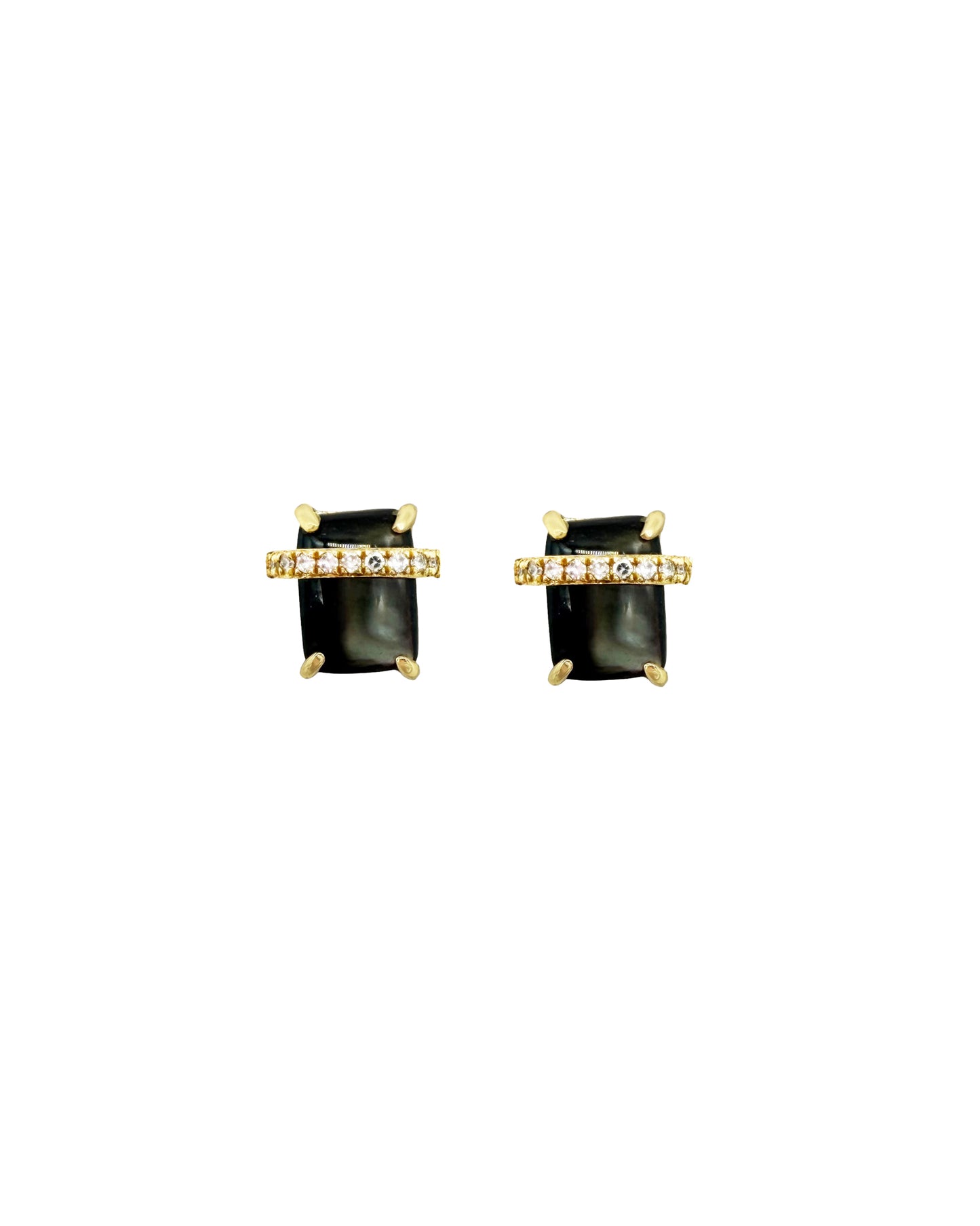 Vintage La Rose 14K Abalone Diamond Studs