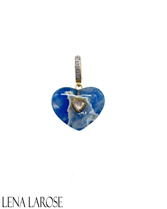 The Woods Plume Agate Diamond Heart Pendant