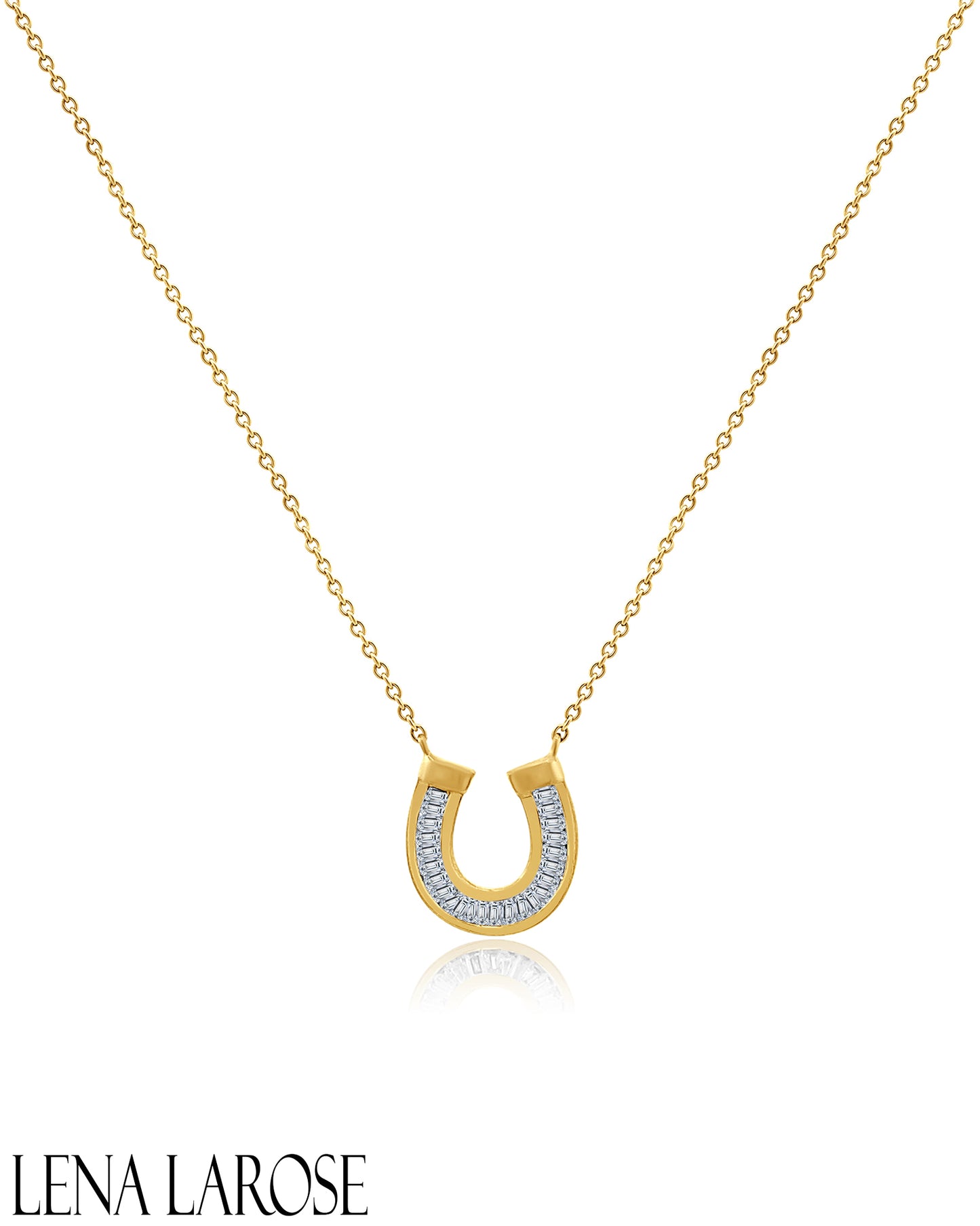 Vintage La Rose 14K Baguette Horseshoe Necklace