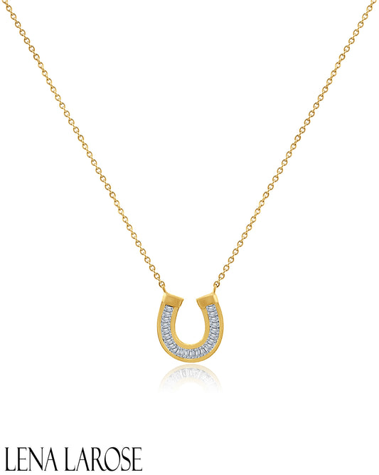 Vintage La Rose 14K Baguette Horseshoe Necklace
