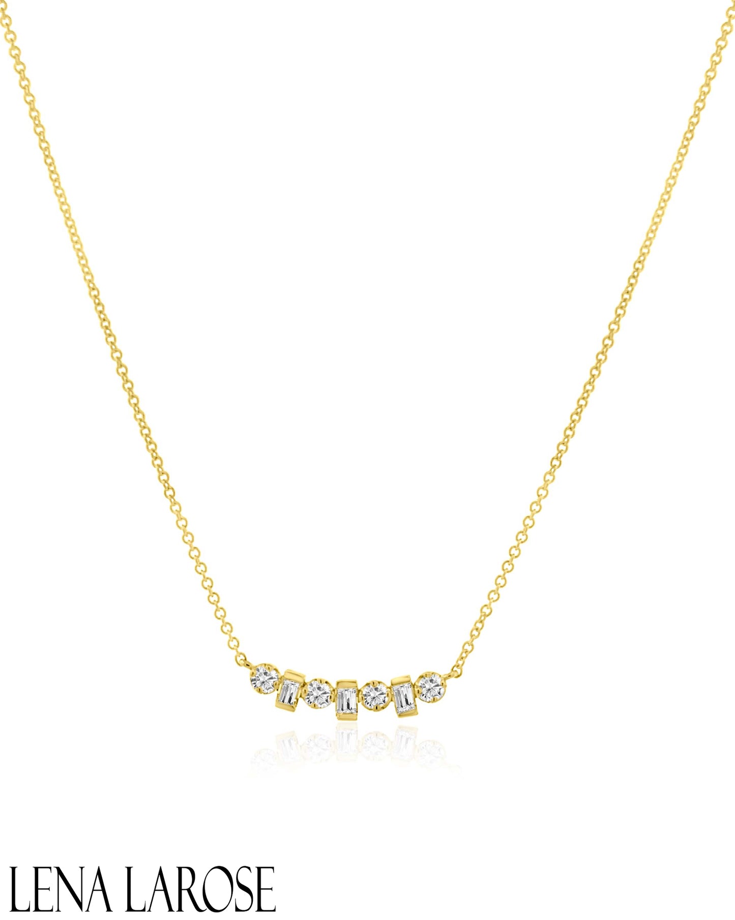Vintage La Rose 14K Mixed Diamond Bar Necklace