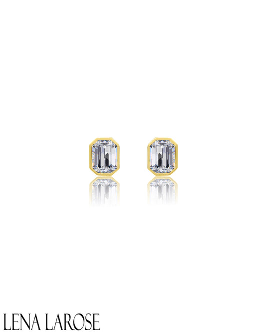 Vintage La Rose 14K Baguette Illusion Diamond Studs