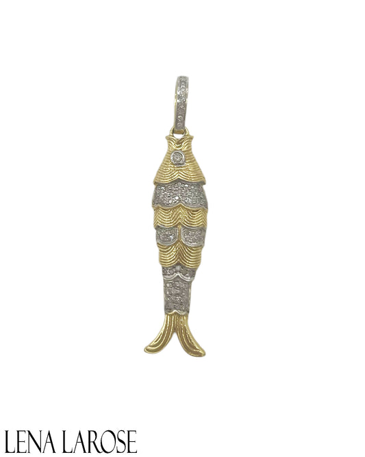 TRUNKSHOW The Woods Brass Pave Fish Pendant
