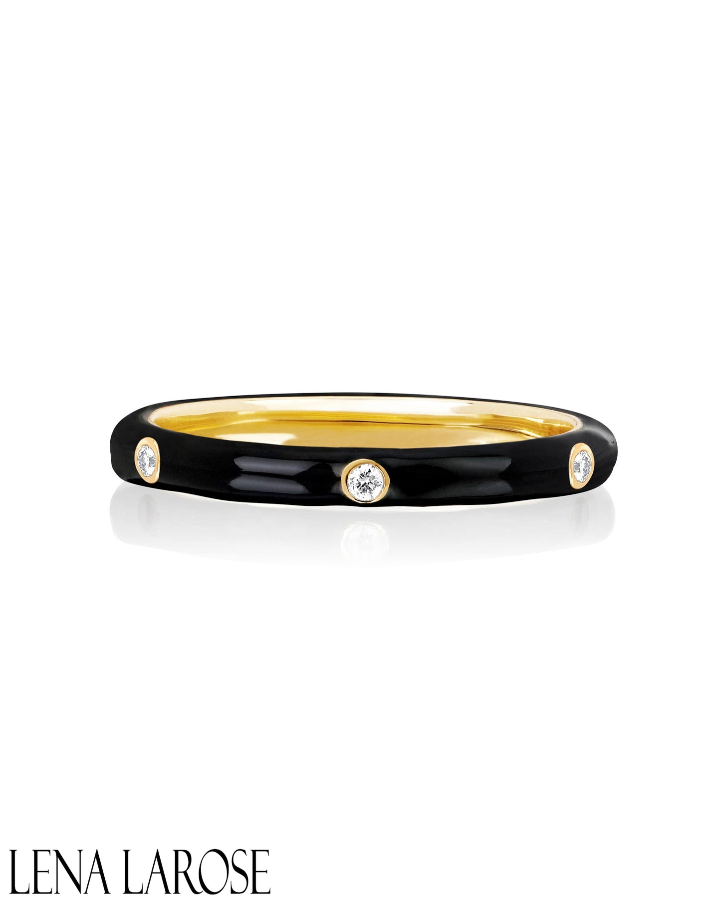 EF Collection Black Enamel Ring