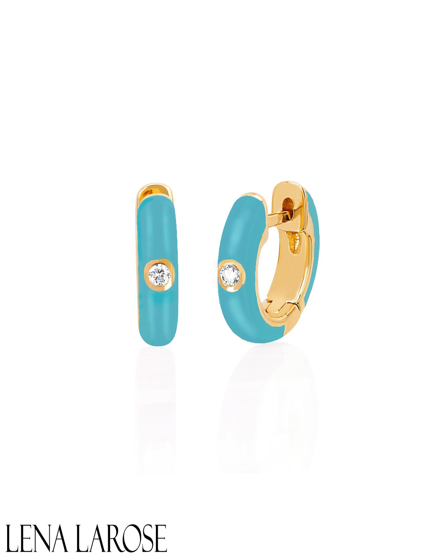 EF Collection Turquoise Enamel Huggie