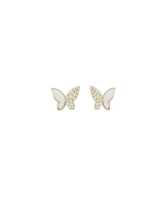 14K Vintage La Rose Half Flutter Mother of Pearl Studs