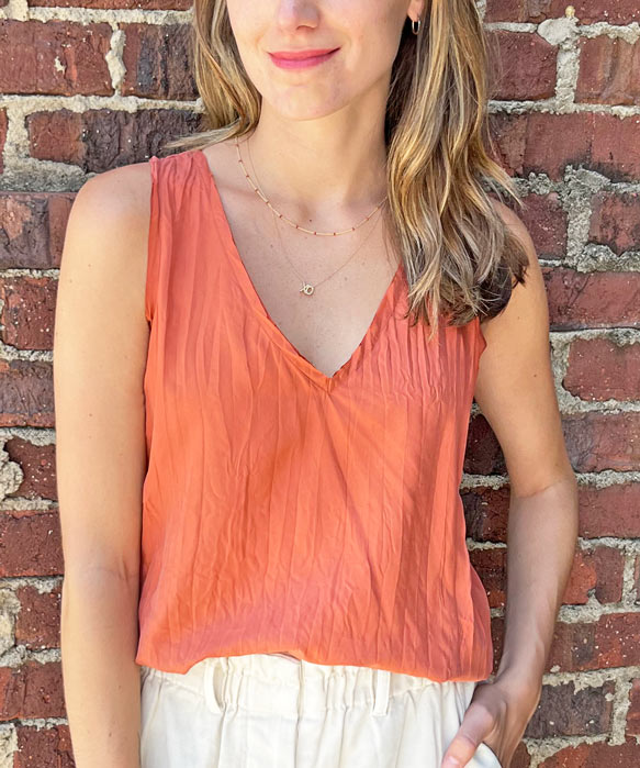 Go Silk Crinkle Cut Tank- Cayenne