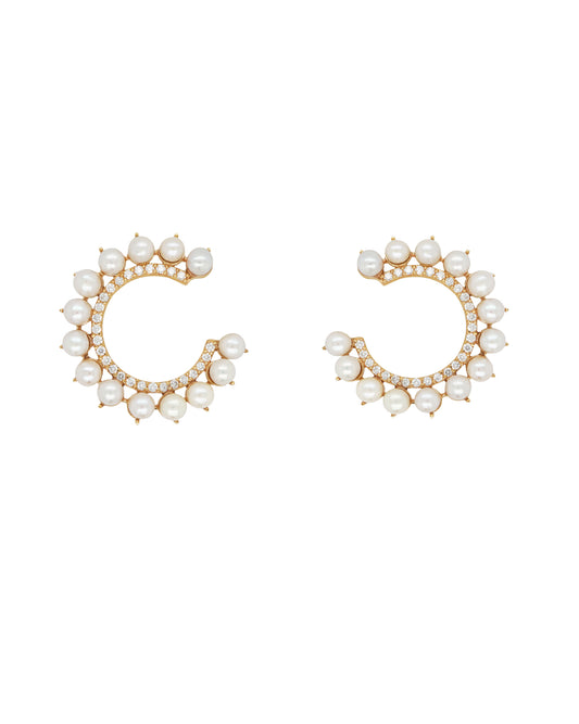 14K Vintage La Rose Céleste Curve Pearl Earrings
