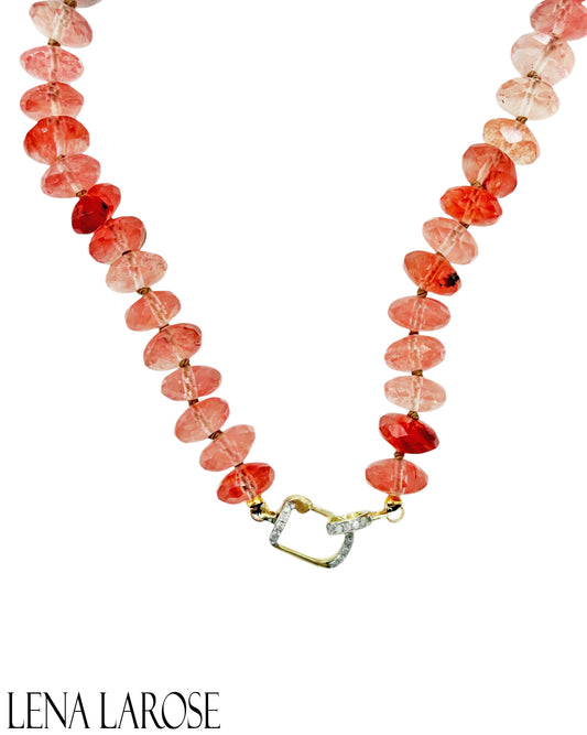 The Woods Cherry Quartz Diamond Chain 17.25"