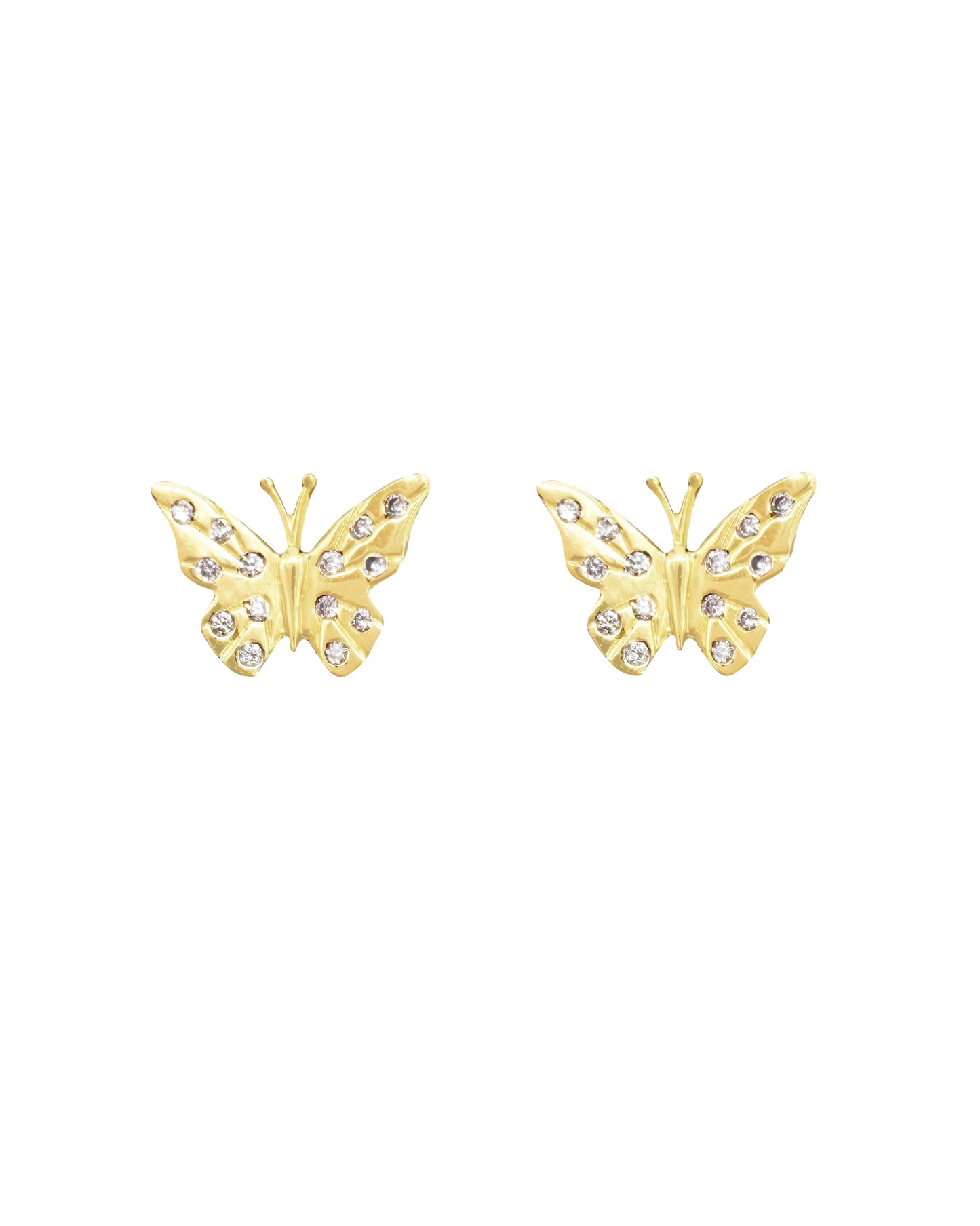 Vintage La Rose 14K Diamond Butterfly Studs