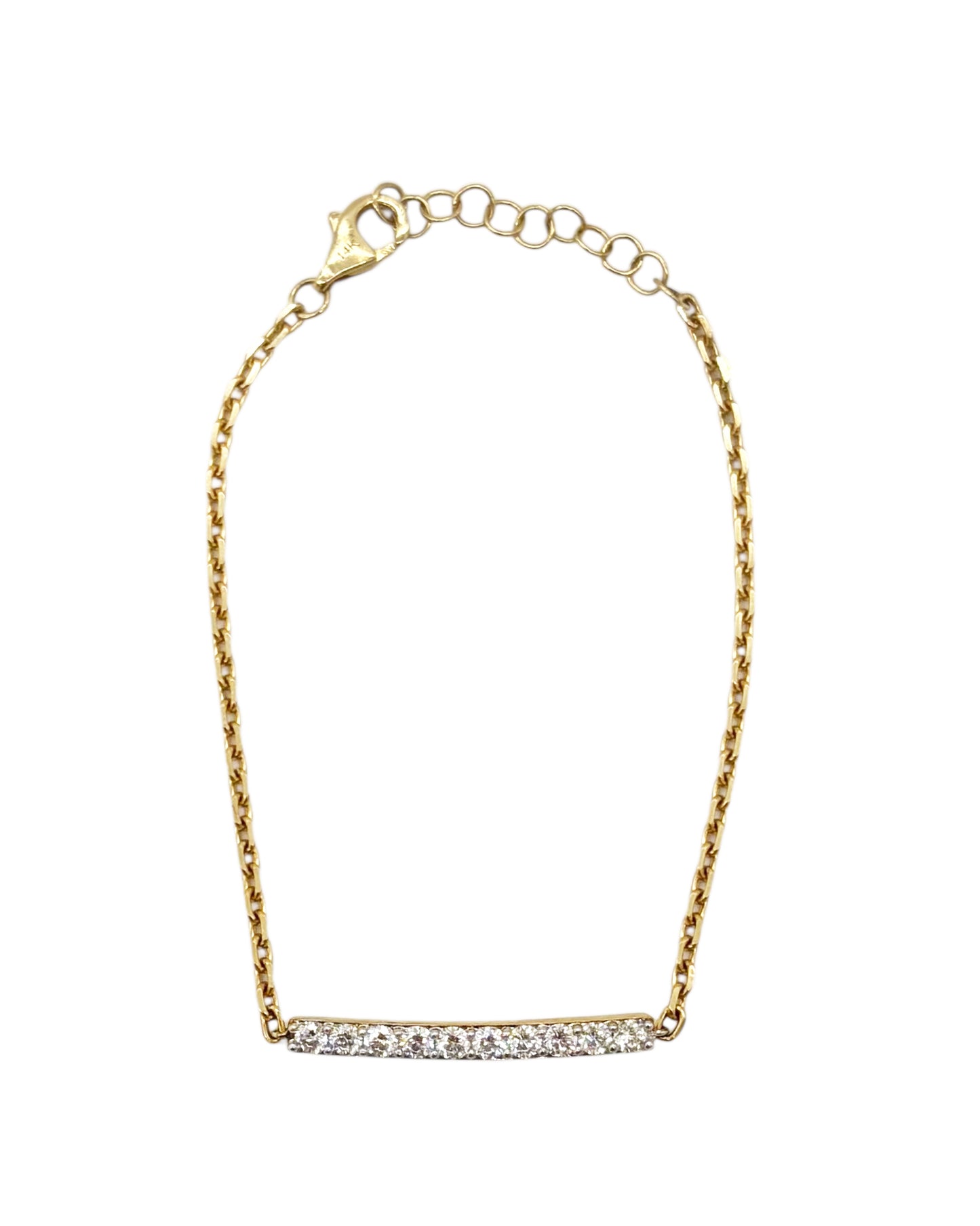 Vintage La Rose 14K Diamond Bar Chain Bracelet