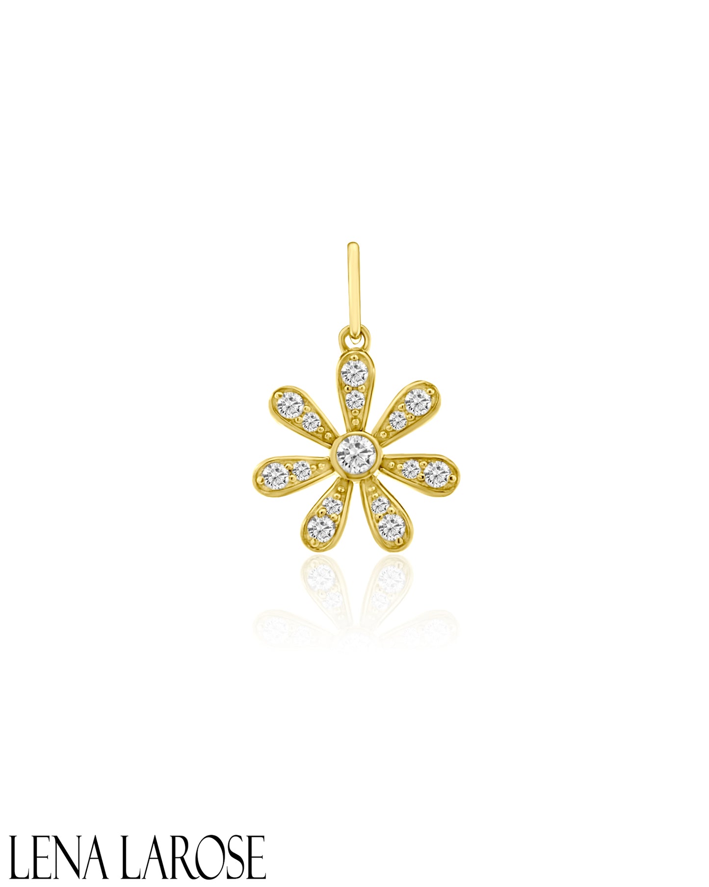 Vintage La Rose 14K Funky Flower Diamond Pendant