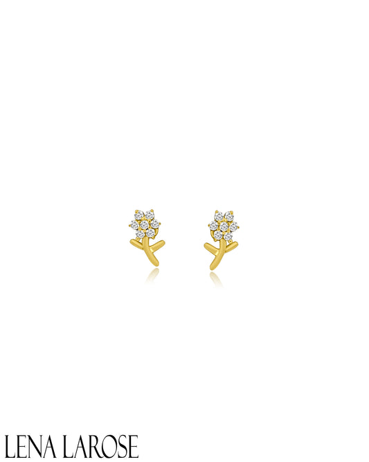 Vintage La Rose 14K Diamond Flower Studs