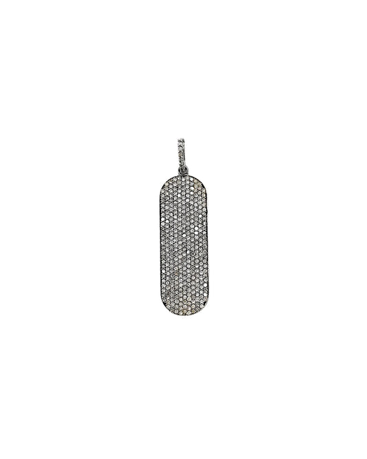 Vintage La Rose Sterling Silver Oval Dog Tag Pendant