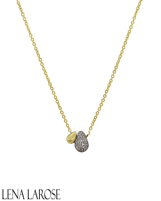 Vintage La Rose 14K Double Teardrop Necklace
