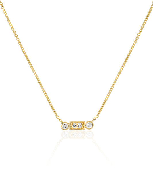 14K Vintage La Rose Halo Bar Diamond Necklace